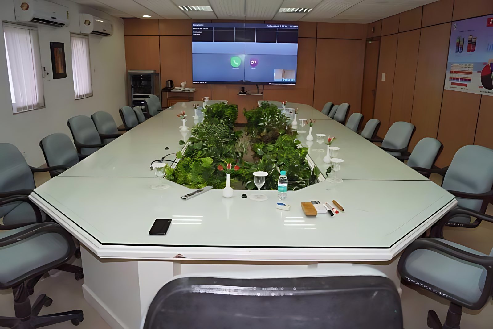 Conference room completed for BSNL: a wall display at the head of the table